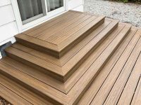 Backyard deck ground level with stairs view of stairs- LT Outdoor Living