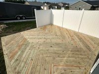 Backyard wood deck with real wood with fence- LT Outdoor Living