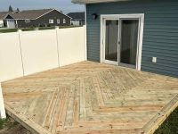 Backyard wood deck with real wood with fence side view- LT Outdoor Living