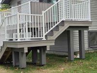Raised deck for backyard with stairs side view with stairs- LT Outdoor Living